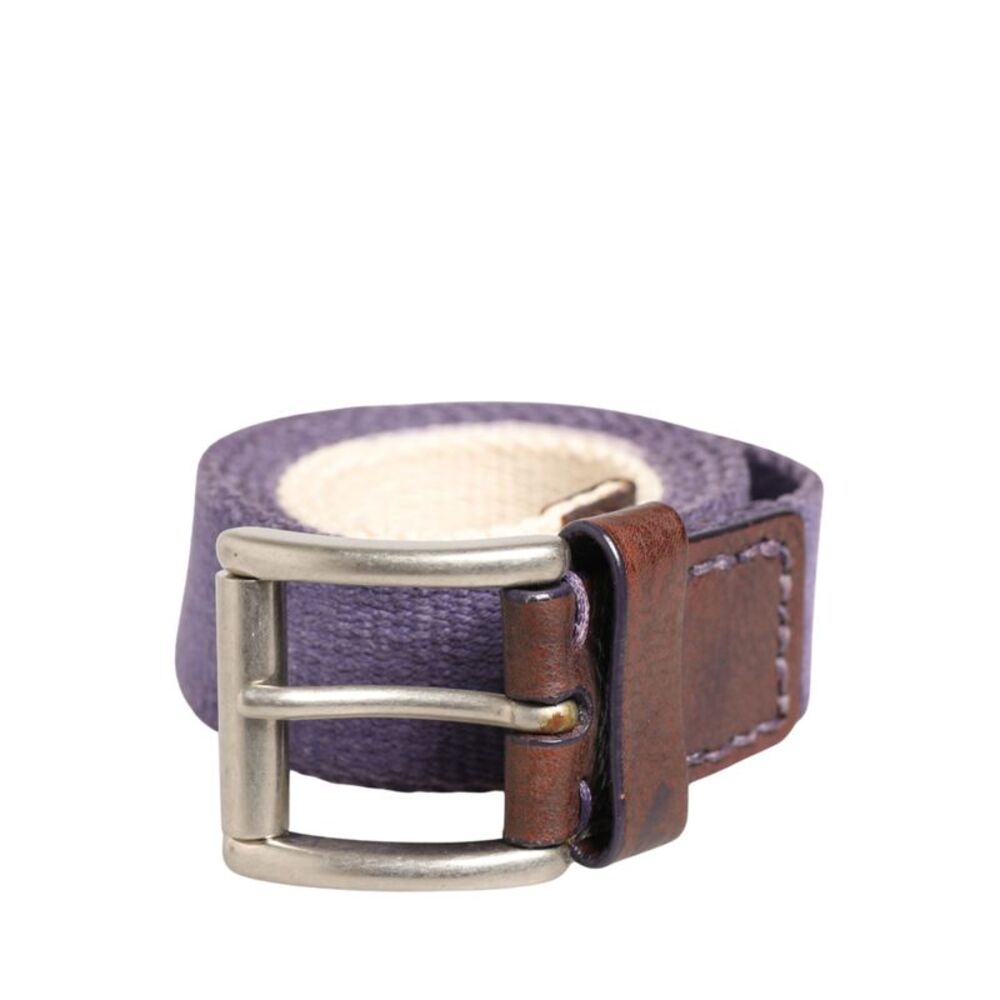 Ermanno Scervino Men Purple Canvas Silver Metal Buckle Men's Belt
